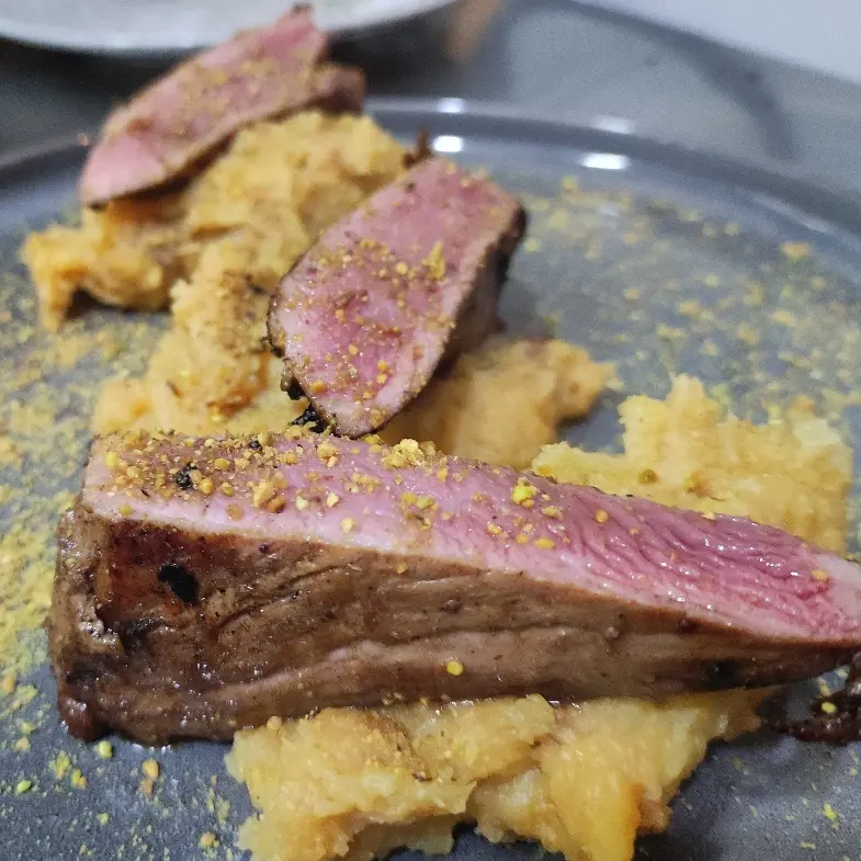 creation thumb for Black pork tusk, orange crumb, pistachio