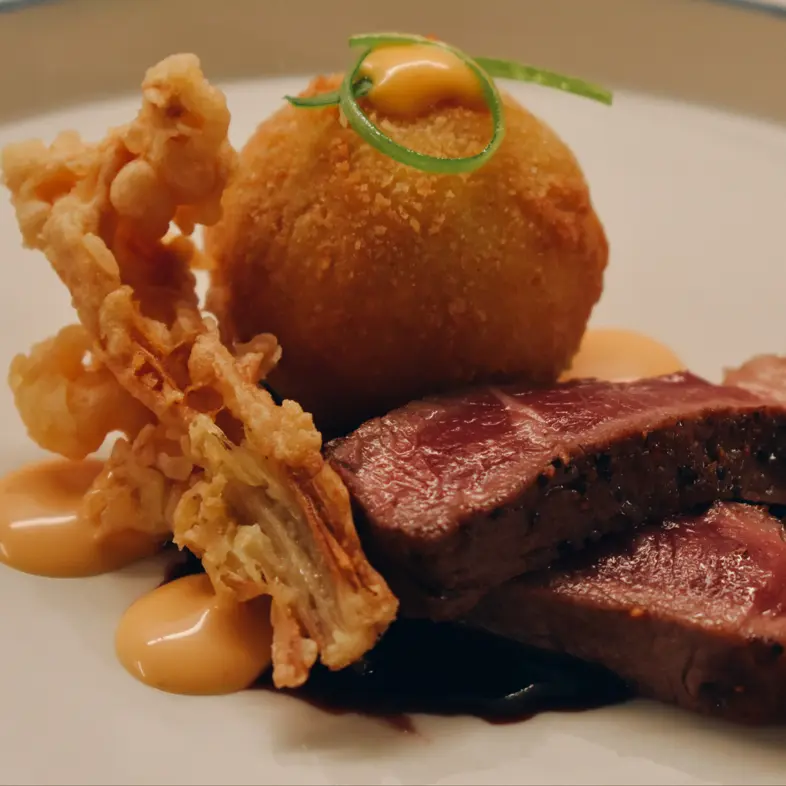 creation thumb for Ribeyes, arancini and enoki tempura