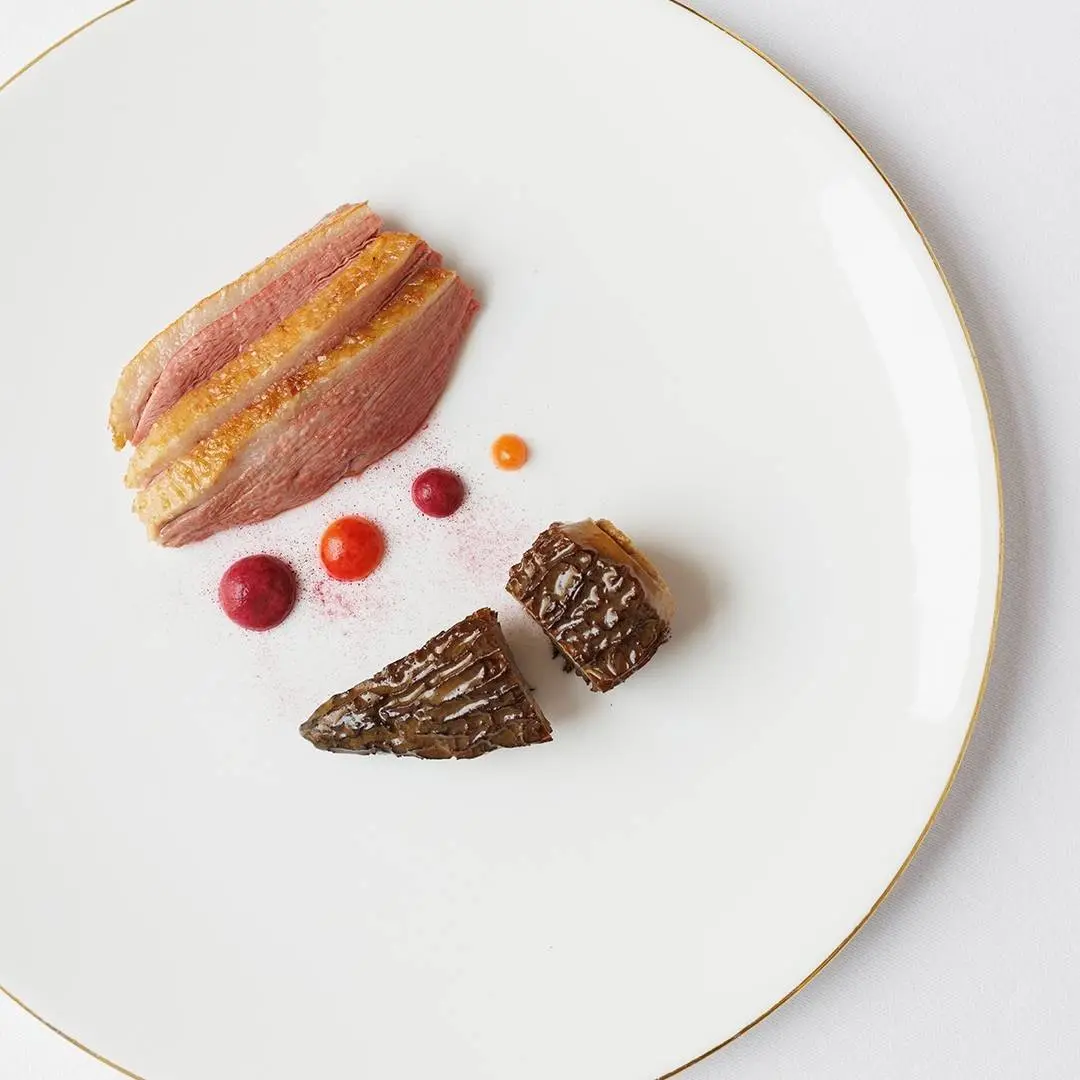 creation thumb for 21 Day Dry-Aged Aylesbury Duck, Fermented Red Cabbage and Stuffed Morel