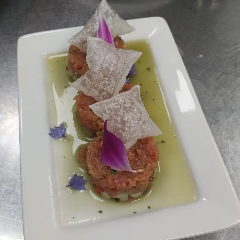 creation thumb for Spicy garlic ahi augachile & rice paper pillows