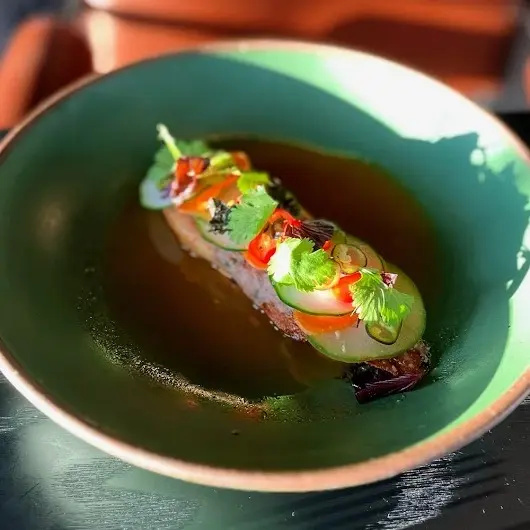 creation thumb for Toast banh mi au canard/pkl veg, piment, herbes, bouillon de pot chaud