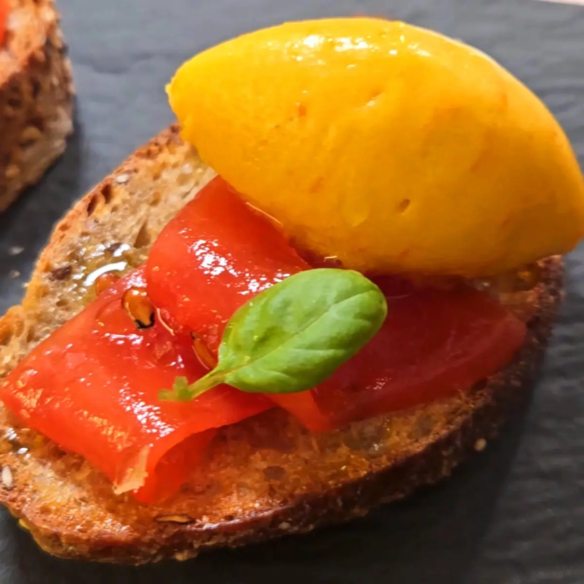 creation thumb for Bruschetta 3.0 - Sorbetto al pomodoro & anguria sottovuoto