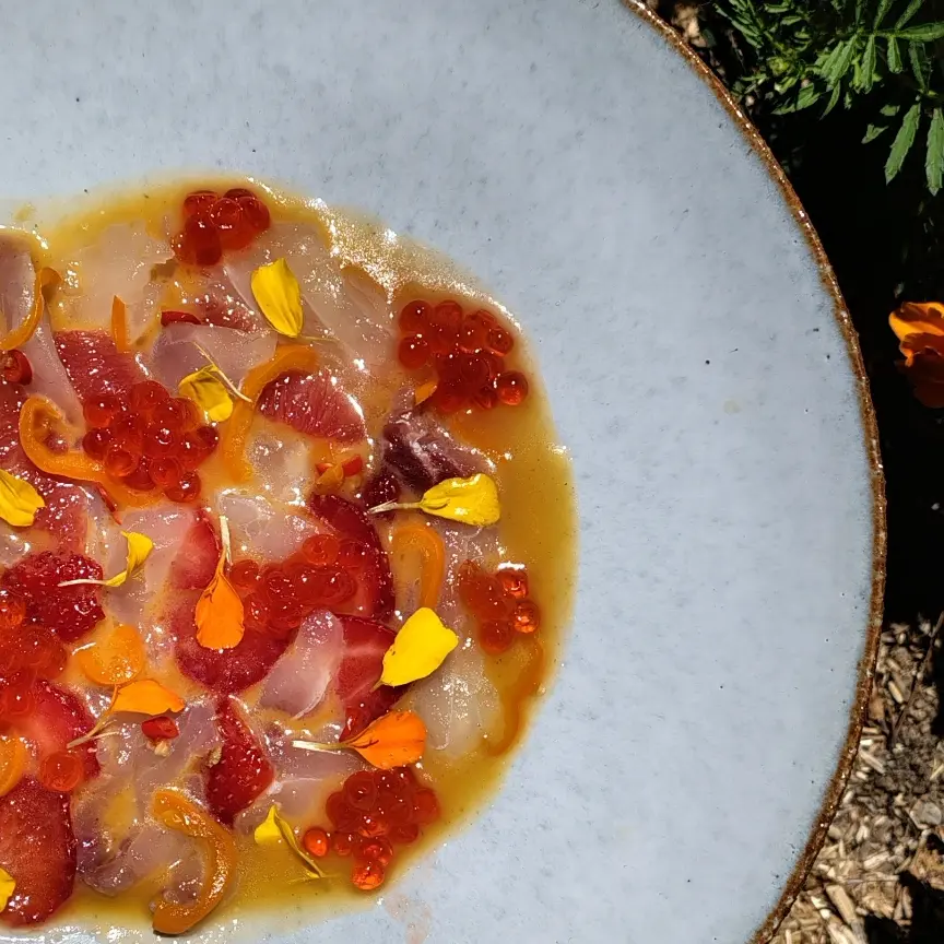 creation thumb for Ceviche of Sea Bream, Grapefruit, Strawberries, Ikura, Habanero