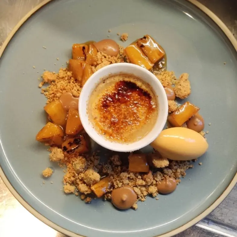 creation thumb for tonka creme brulee, timut pineapple, apricot sorbet