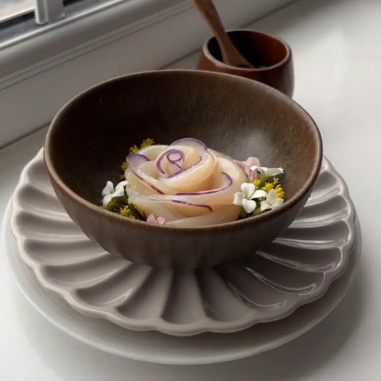 creation thumb for Scallop and Radish Rose with Botanicals