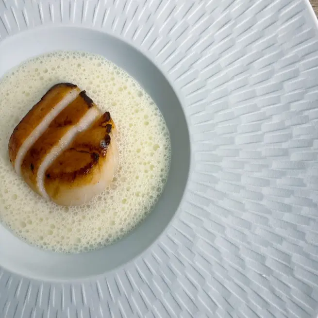 creation thumb for Pan-roasted Scallops and British Clotted Cream Foam