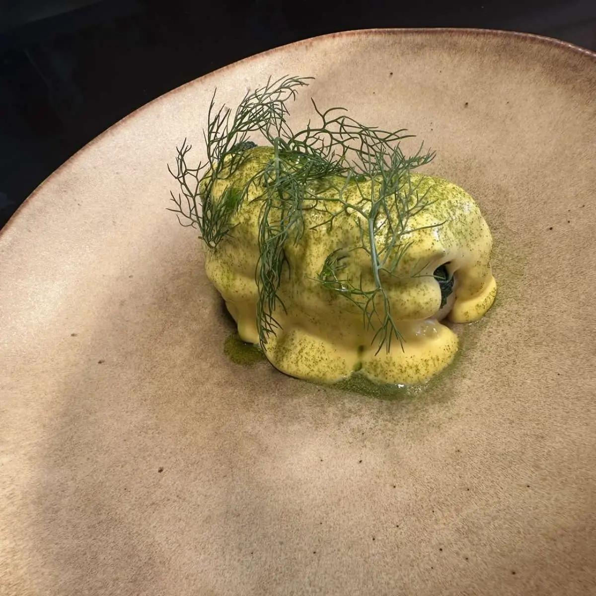 creation thumb for Wild greens with sea bass filet and agglemon espuma