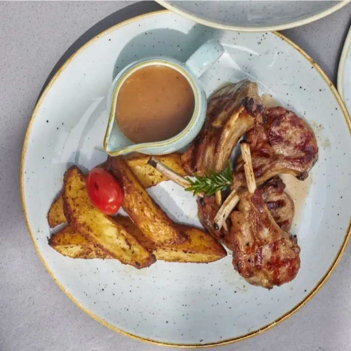 creation thumb for Lamb rack with peppercorn sauce with sauteed potato