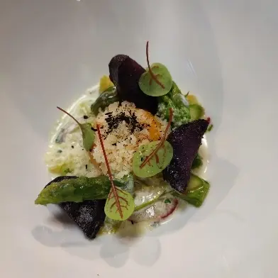 creation thumb for Poached egg yolk, asparagus