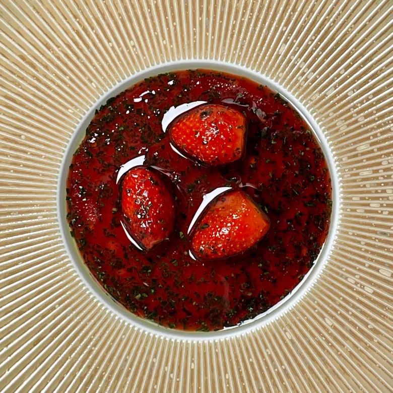 creation thumb for Strawberry Juice with Fresh Herb Vinaigrette