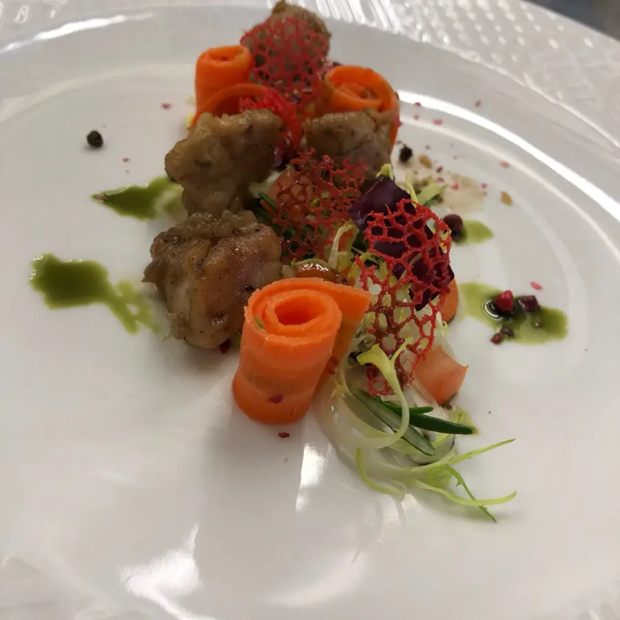 creation thumb for salade de riz de veau , pickels de carotte , vinaigrette de grain de courge