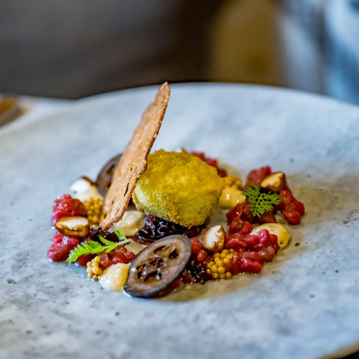 creation thumb for Deer tartare with baked egg yolk