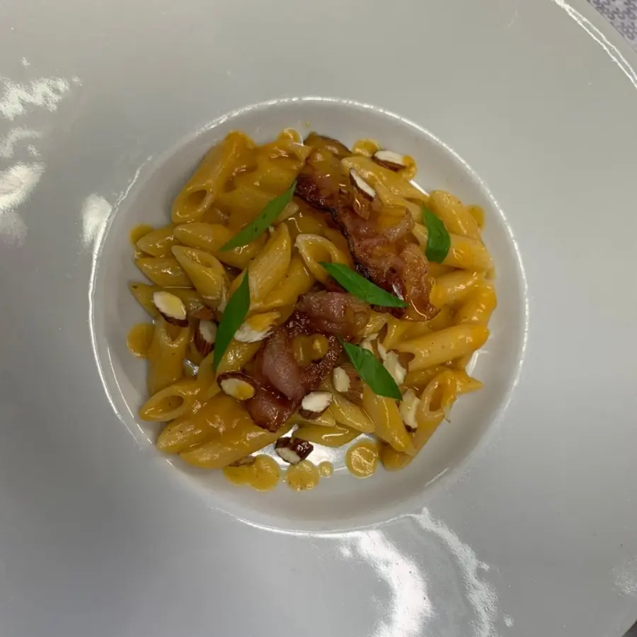 creation thumb for Pastotto crema di zucca, guanciale e mandorle tostate