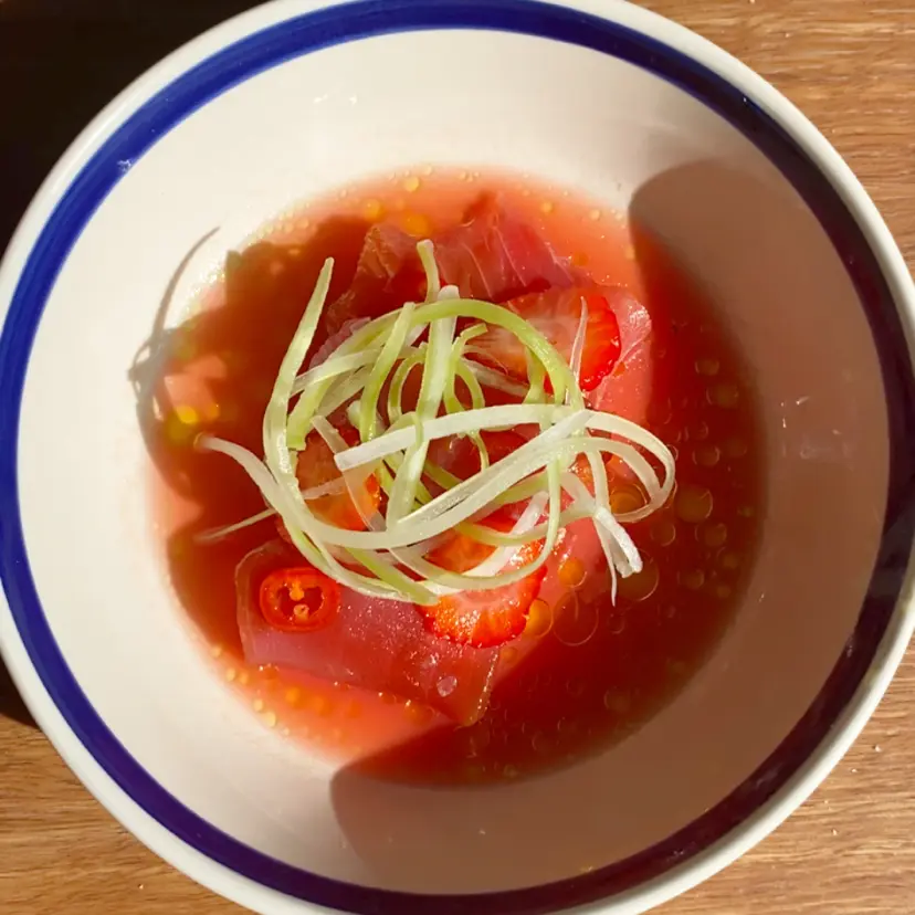 creation thumb for Tuna crudo, watermelon and pickled strawberries