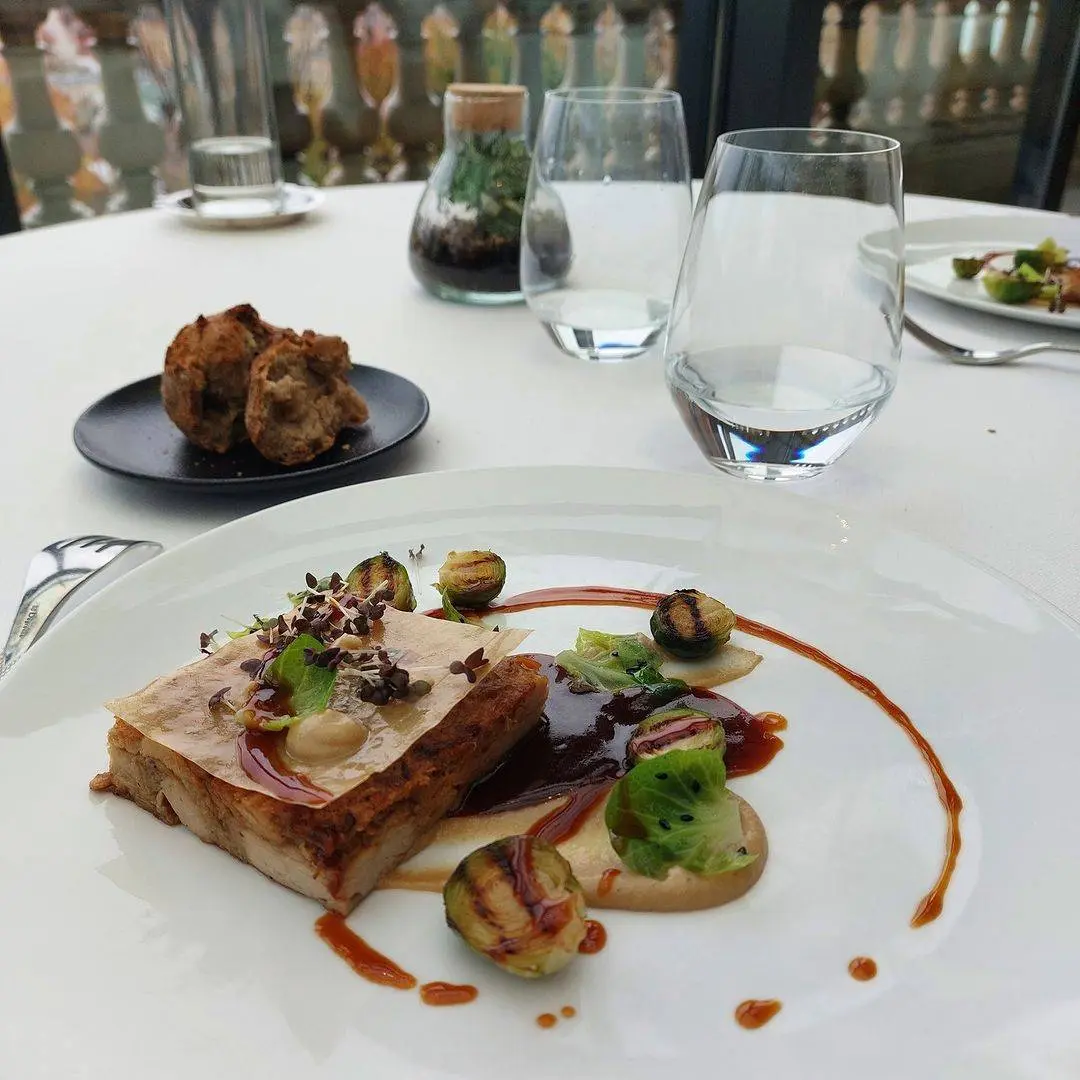 creation thumb for Crispy pork belly, cabbage variation, hearty jus...