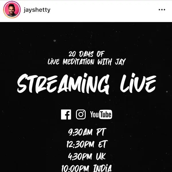 creation thumb for Live Meditation mit Jay Shetty