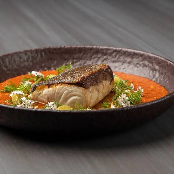 creation thumb for Pan seared hiramasa king fish fillet with far northern Thai Yai (minority group in Northern Thailand) relish,cherry tomato puree