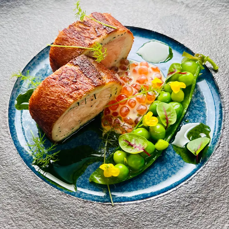 creation thumb for Shokupan salmon roll ,salmon mousse , smocked beurre blanc