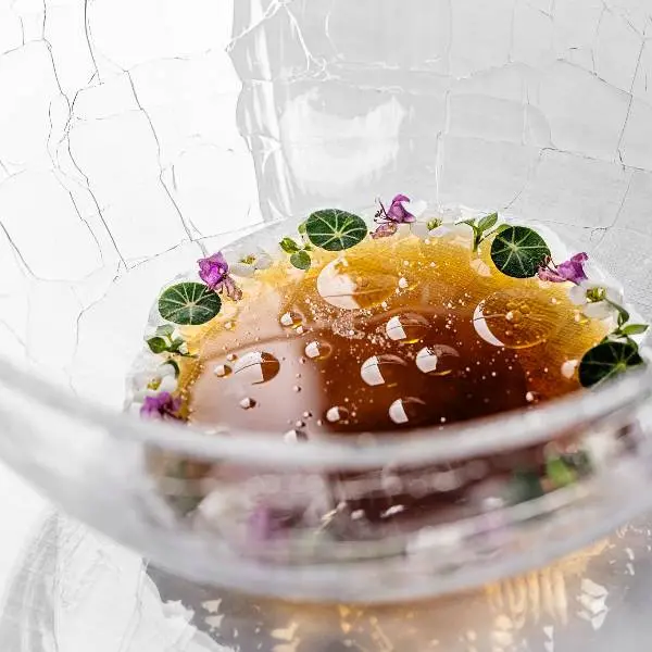 creation thumb for JELLIED LANGOUSTINE BOUILLON WITH TOMATO WATER