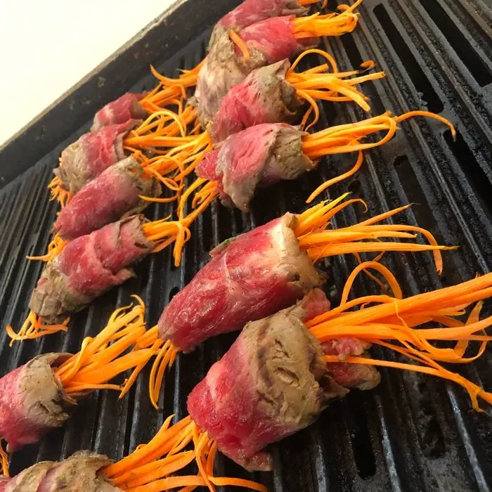 creation thumb for Chili lime verde steak wrapped in carrots.