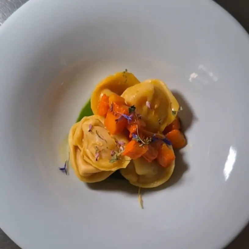 creation thumb for Tortelloni with Prickly Pear, Pumpkin & Chicory Water