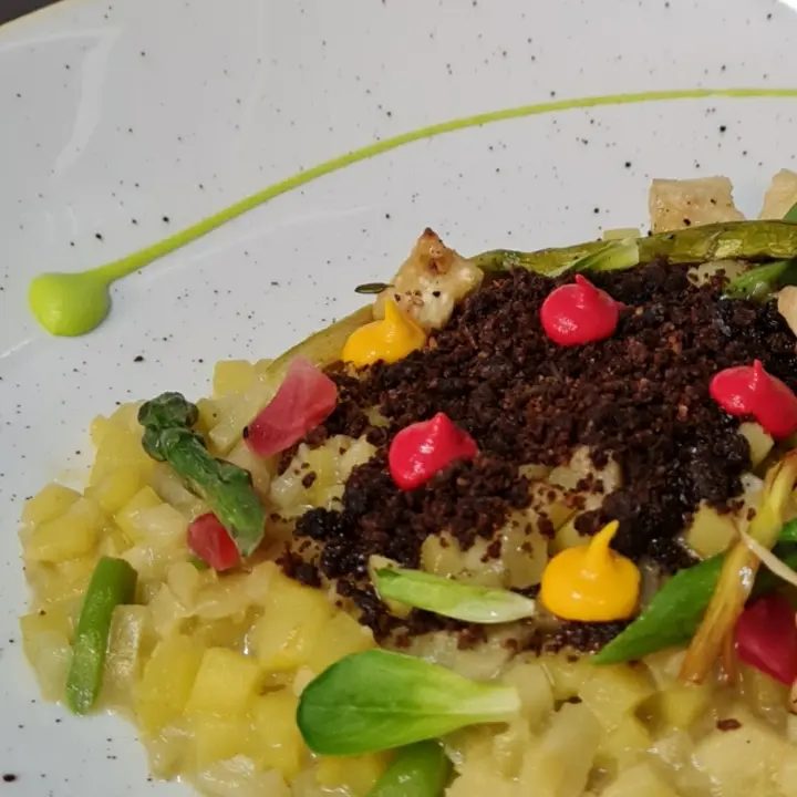 creation thumb for Veganes Risotto mit Blumenkohl, betrottertem Sand