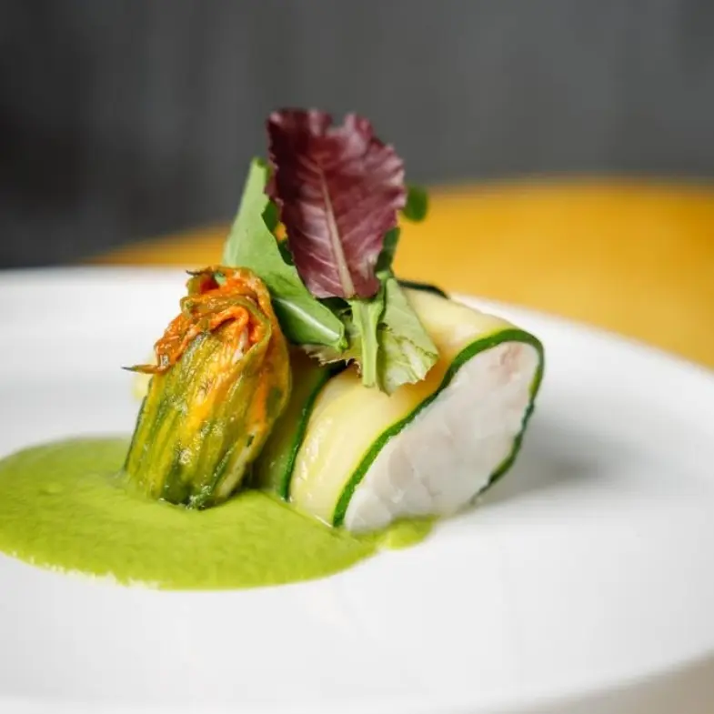 creation thumb for Sea bass, courgettes and courgette flower