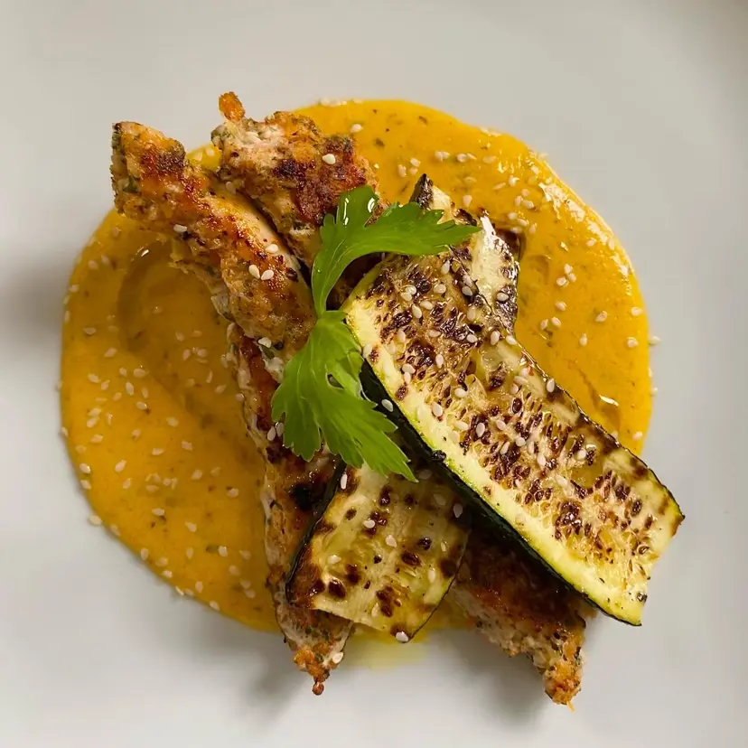 creation thumb for Panko Grilled Chicken and Zucchini with Peach cream 🥂