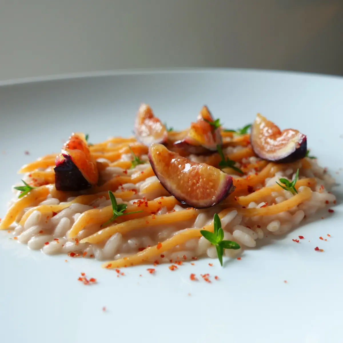 creation thumb for Carnaroli rice, taleggio, speck powder and figs