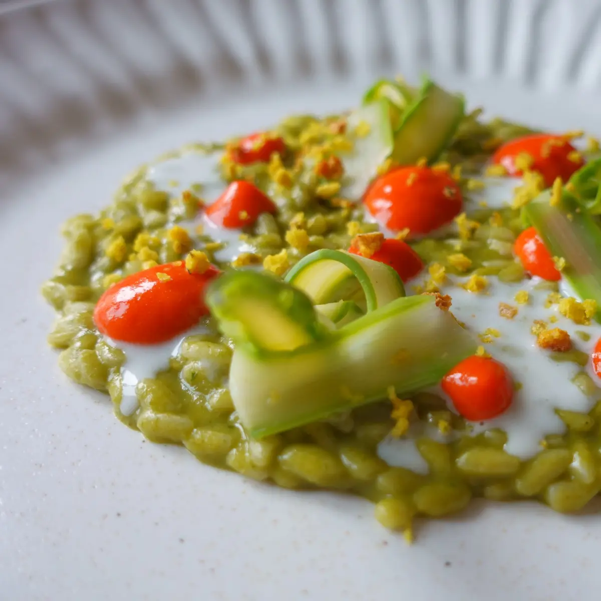 creation thumb for Asparagus, Red Bell Pepper, and Gorgonzola Risotto