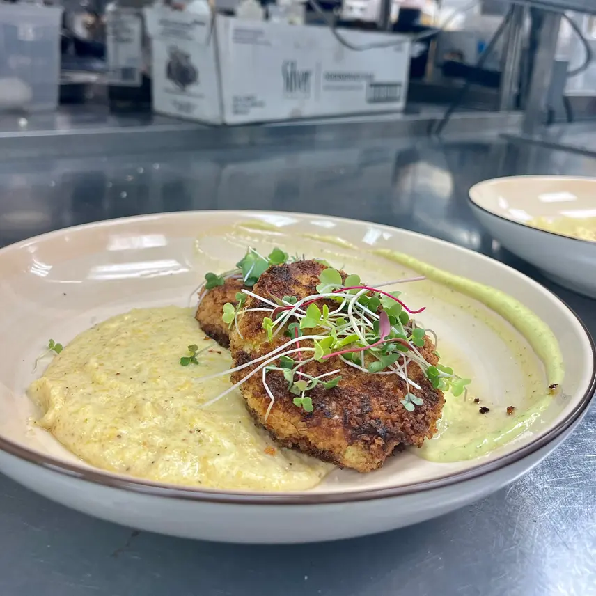 creation thumb for Crab Cakes and Creamy Polenta with a Tangy Remoulade Sauce