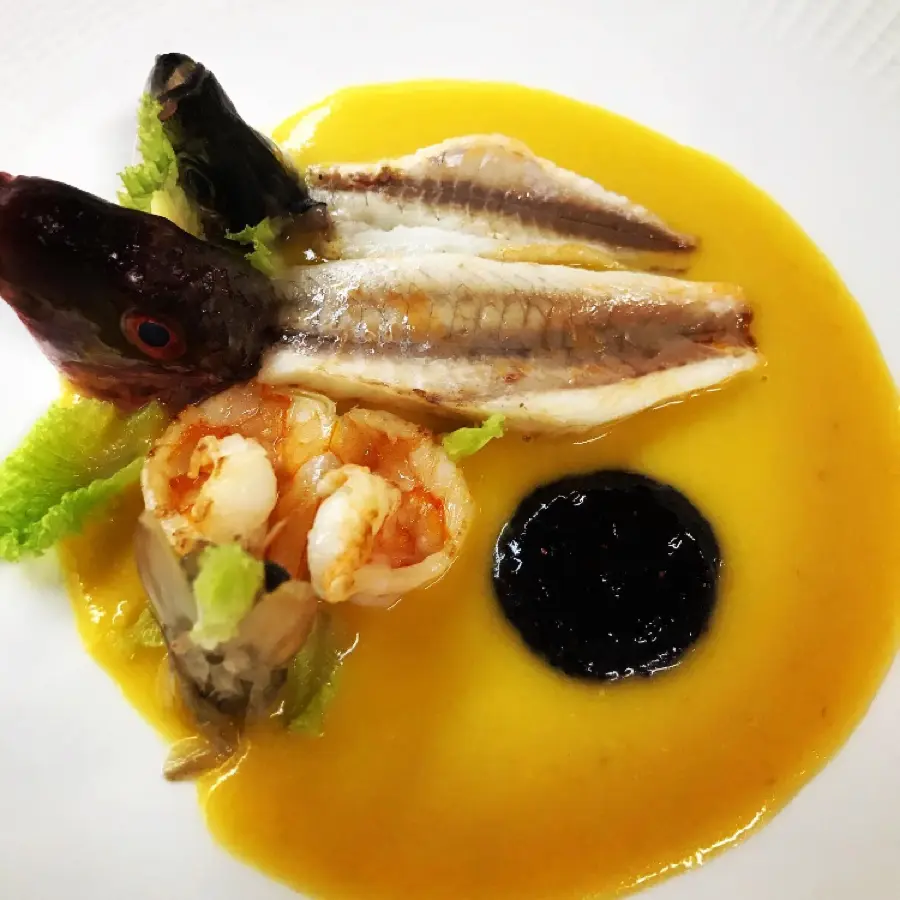 creation thumb for horse mackerel, red mullet, shrimp, kumquat, blueberries
