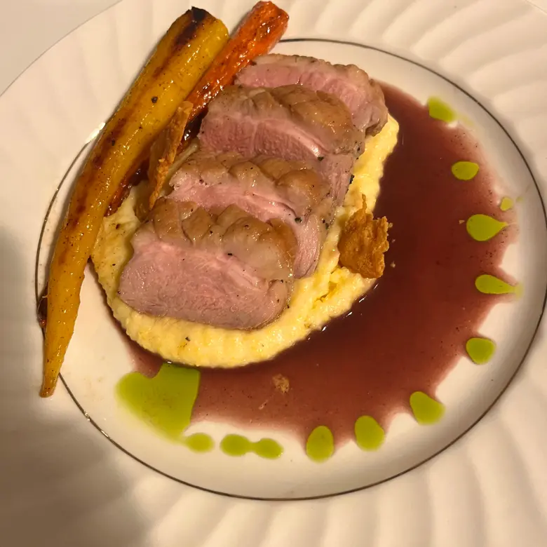 creation thumb for Duck Breast, Glazed Carrots, Parmesan Polenta