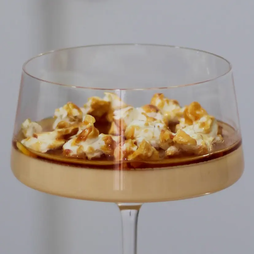 Caramelised popcorn panna cotta