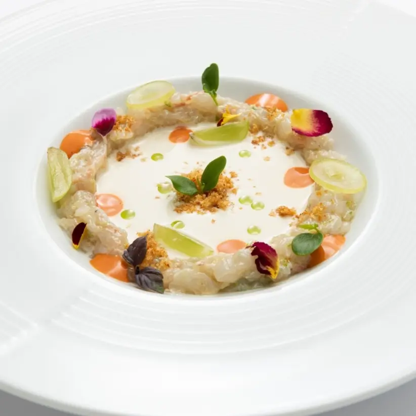 creation thumb for ayo blanco soup with scampi tartare and grapes