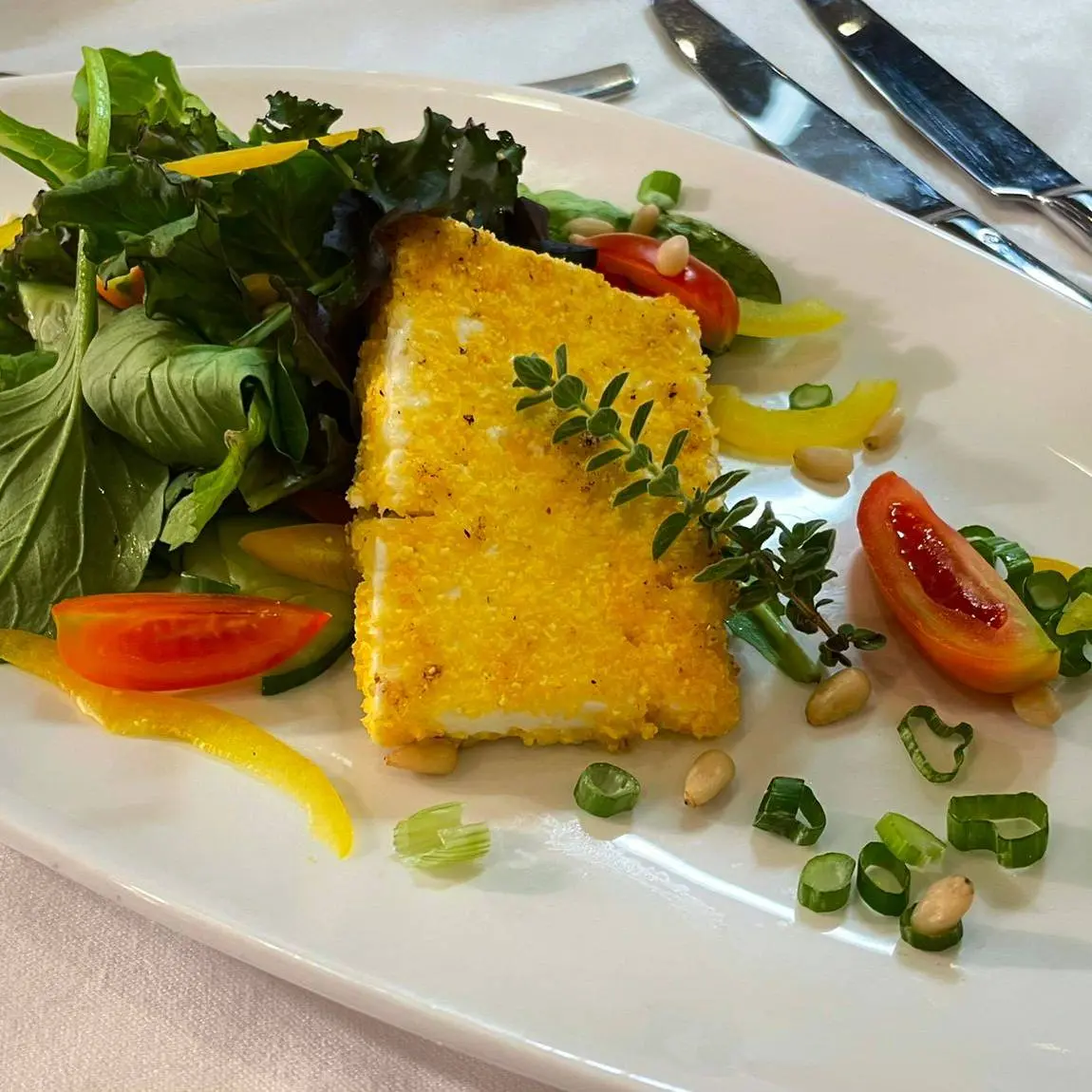 creation thumb for Grilled Sheep Cheese with Arugula Pesto