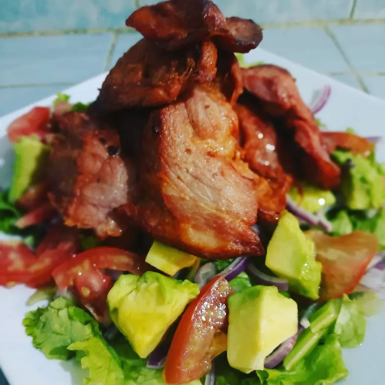 creation thumb for Smoked Pork Ribs on a Bed of Vegetables.