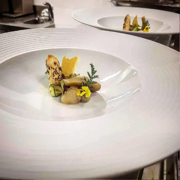 creation thumb for Fermented asparagus with artichokes and brill fish