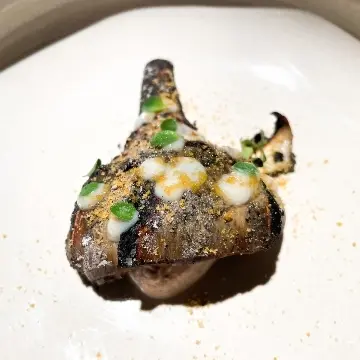 creation thumb for Wood charred artichoke, smoked aioli, almond cream, bottarga