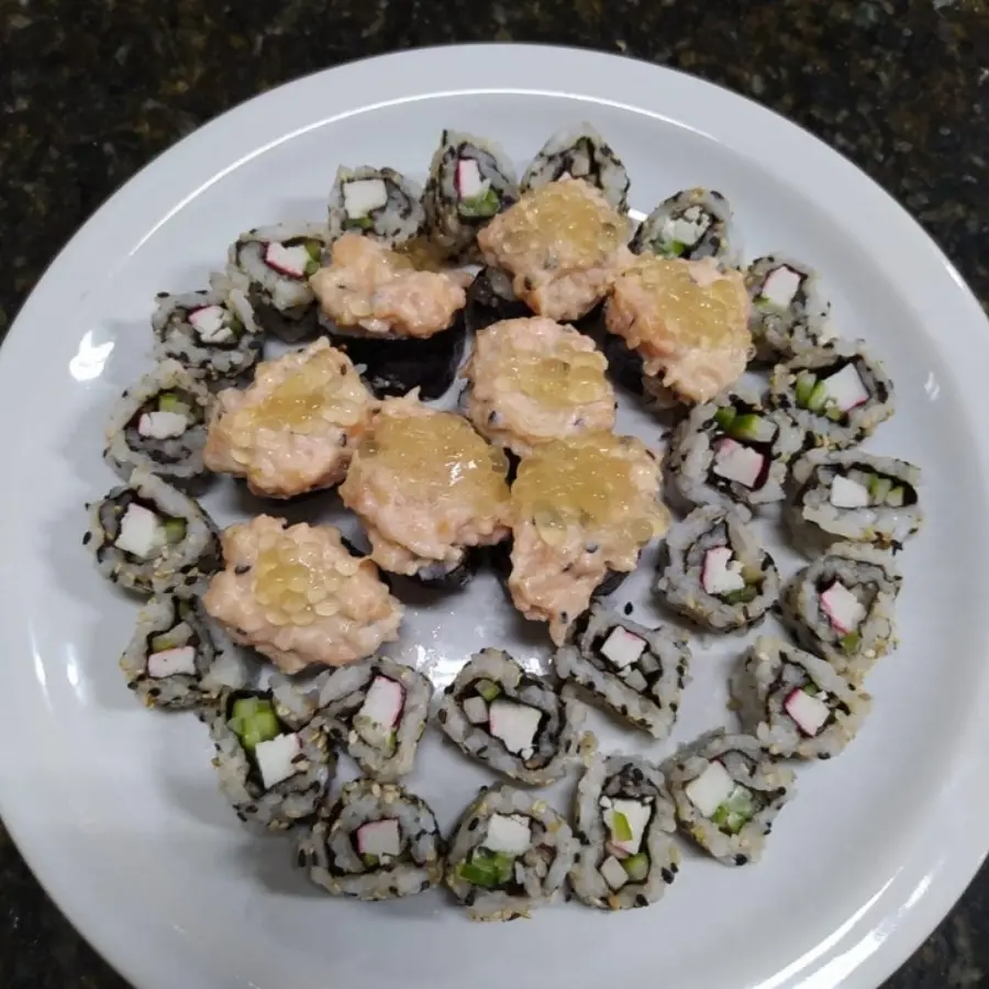 creation thumb for California ura maki and sake sarada gukan with dashi caviar