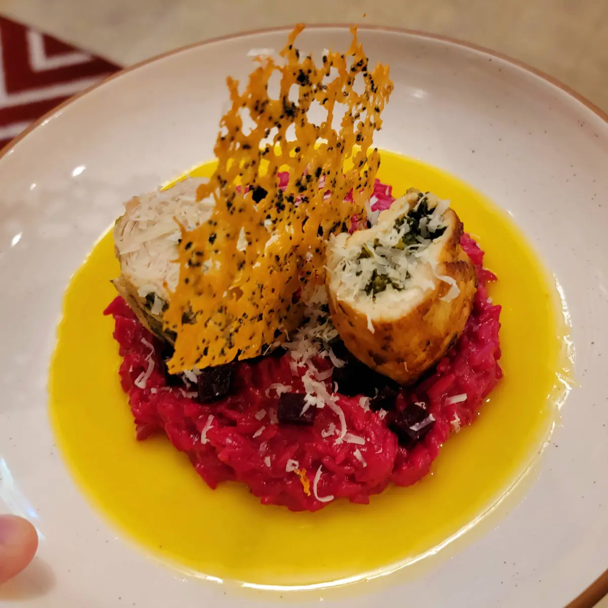 creation thumb for Stuffed Chicken Breast over Beet Risotto