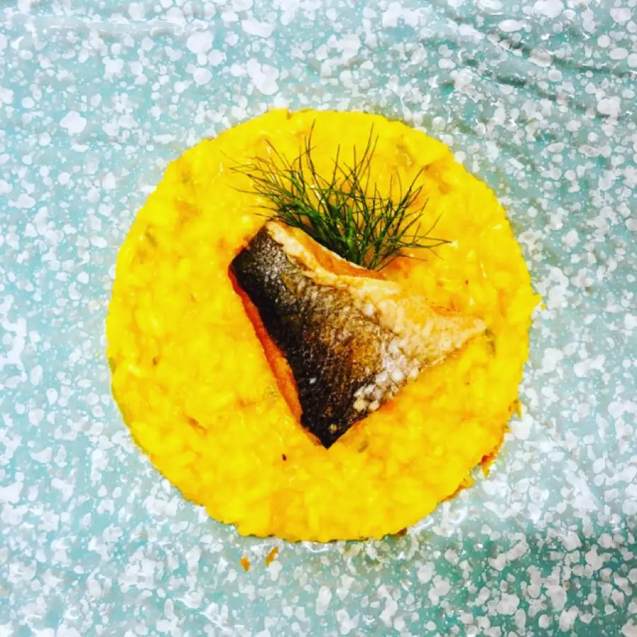 creation thumb for Risotto agrumato con fiori di zucca e branzino 🍽