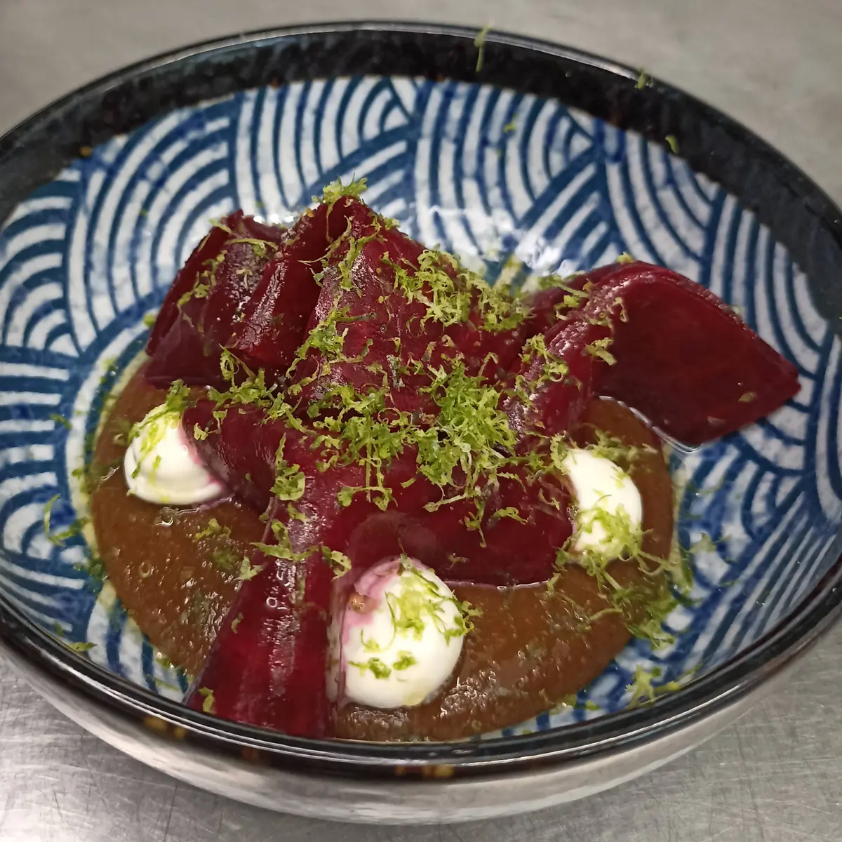 creation thumb for Black garlic cream with fermented shiso chantilly