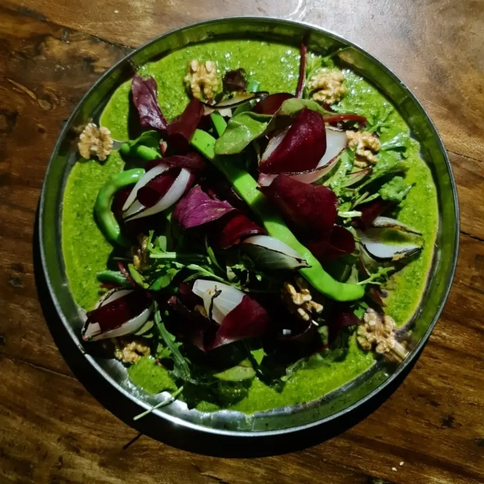 creation thumb for beetroot leaves and beans salad.