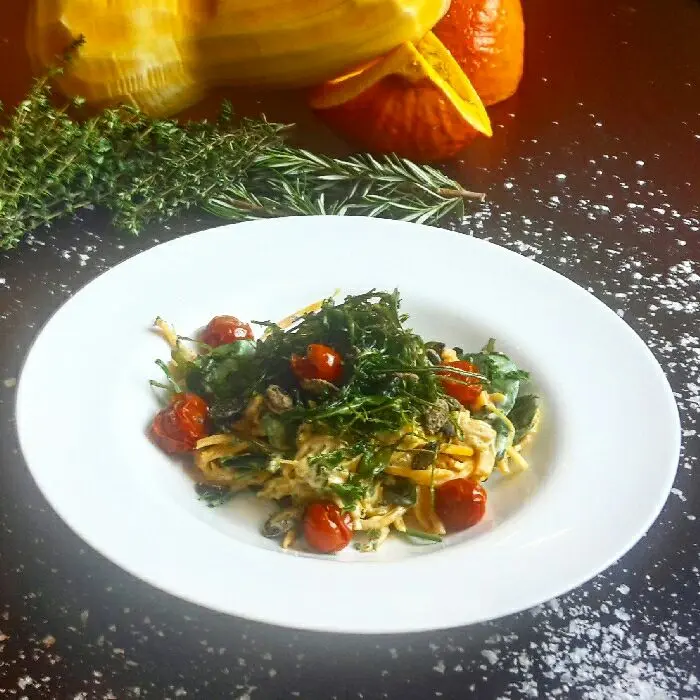 creation thumb for Kürbis Spaghetti mit Mascarpone/Spinat Soße
