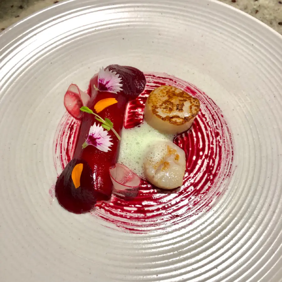 creation thumb for Scallop two ways beetroot and wasabi