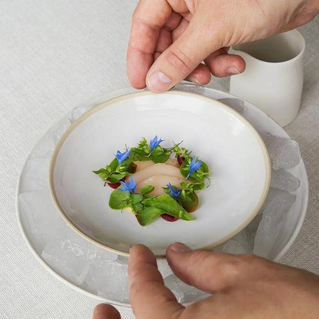 creation thumb for Fresh Scallop | Fermented Gooseberries | Spring Herbs