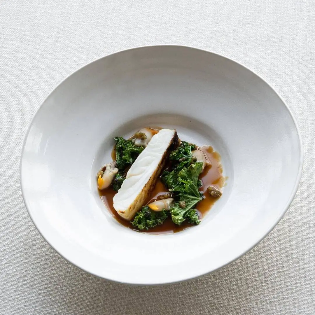 creation thumb for Grilled Turbot with Clams, grilled Herbs, Wild Garlic Capers