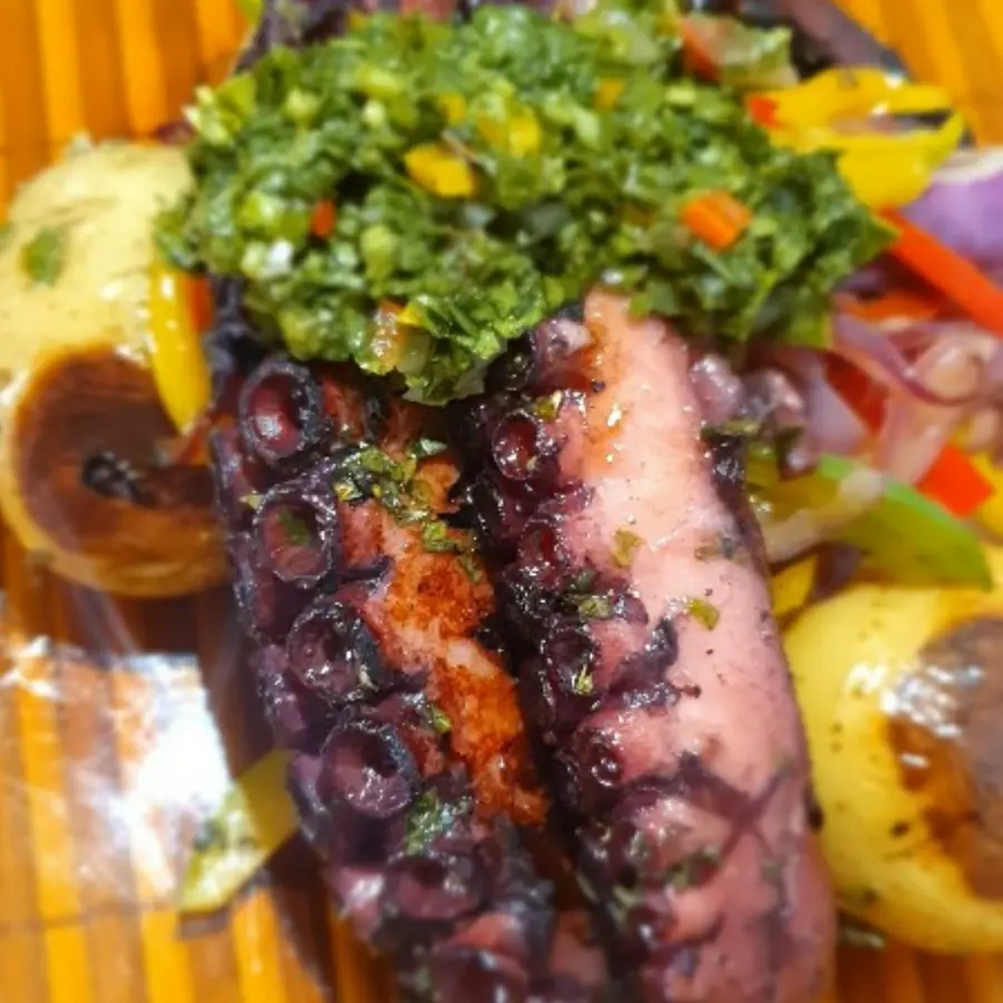 creation thumb for Grilled octopus with roasted potatoes & chimichurri