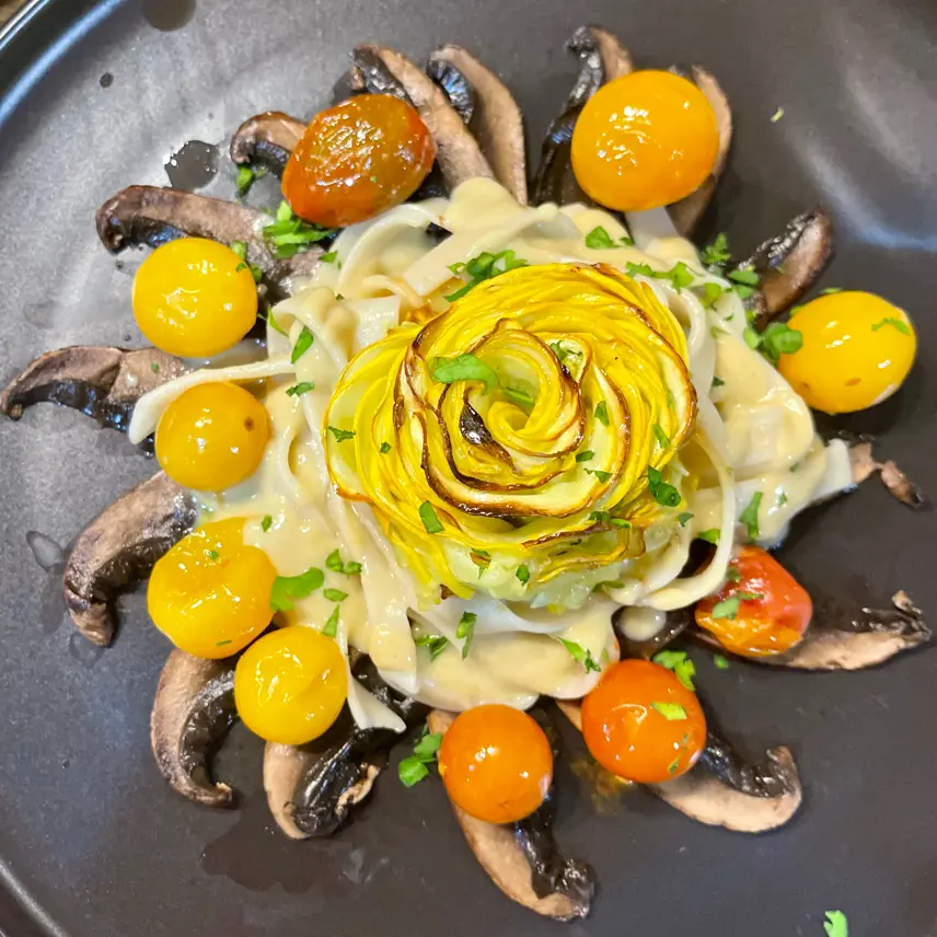 creation thumb for Vegan Fettuccine with Squash & Portabella
